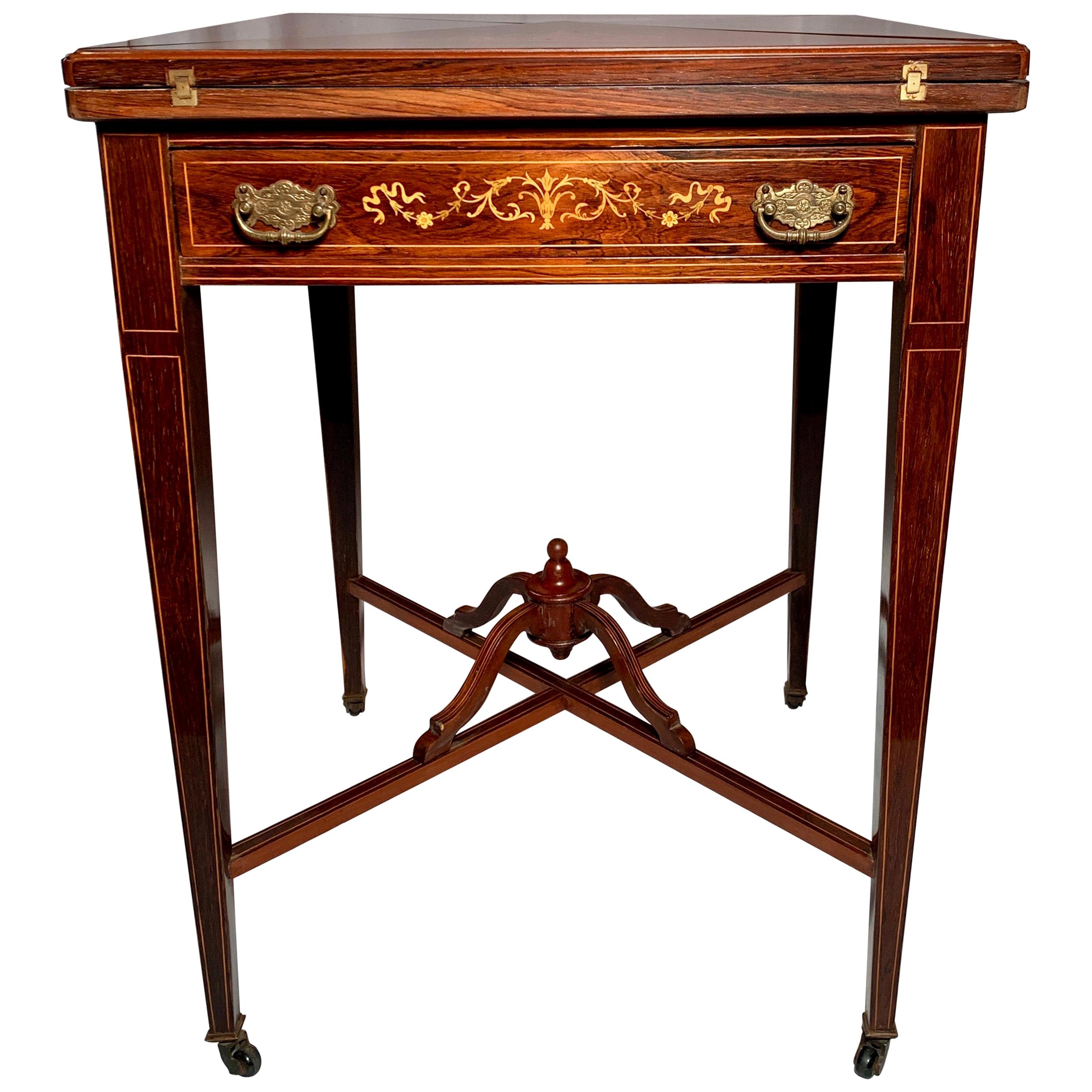 Antique English Rosewood Handkerchief Table, circa 1880