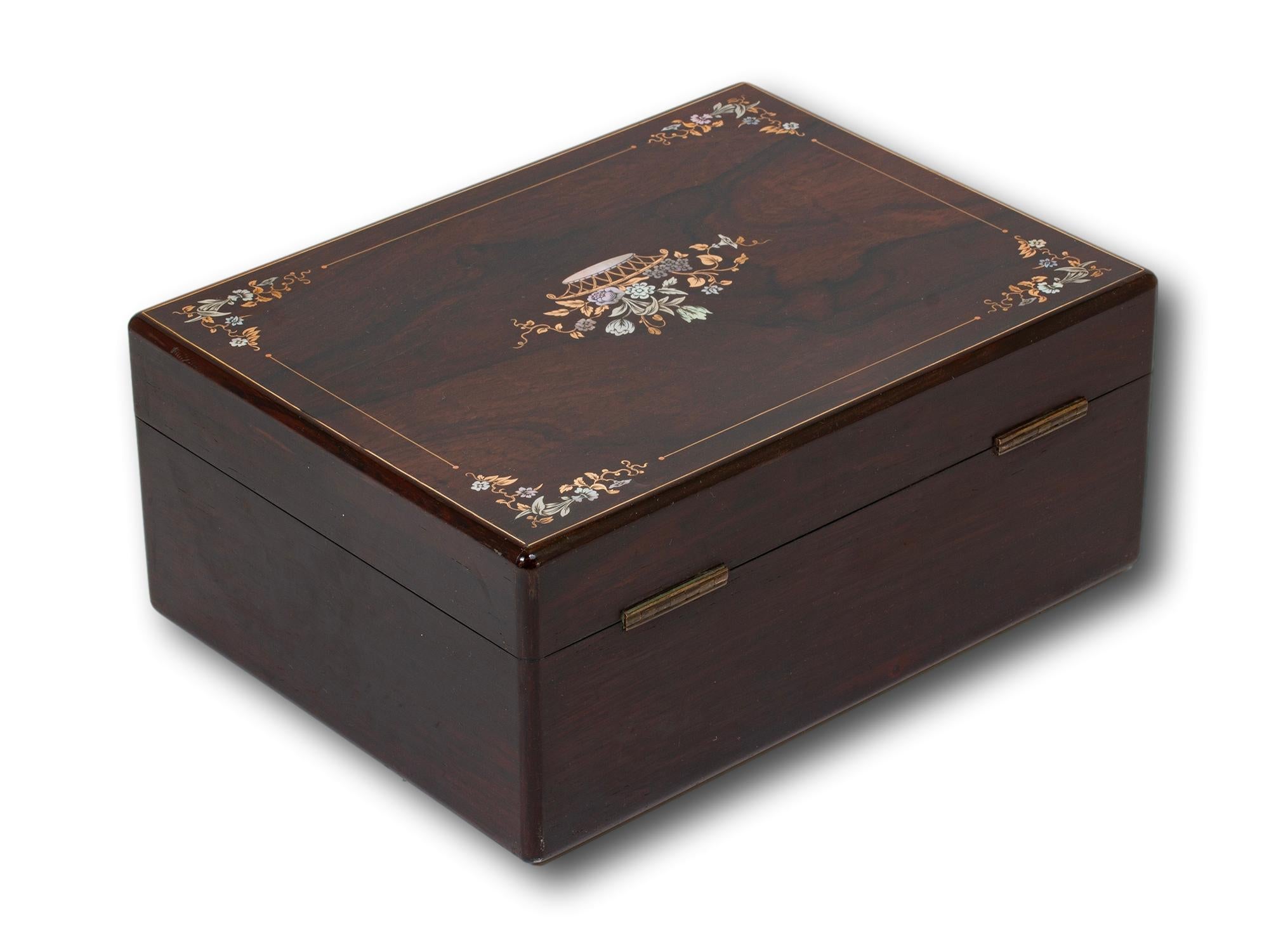 William IV Ancienne boîte à couture anglaise incrustée de bois de rose en vente