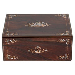 Antique English Rosewood Inlaid Sewing Box