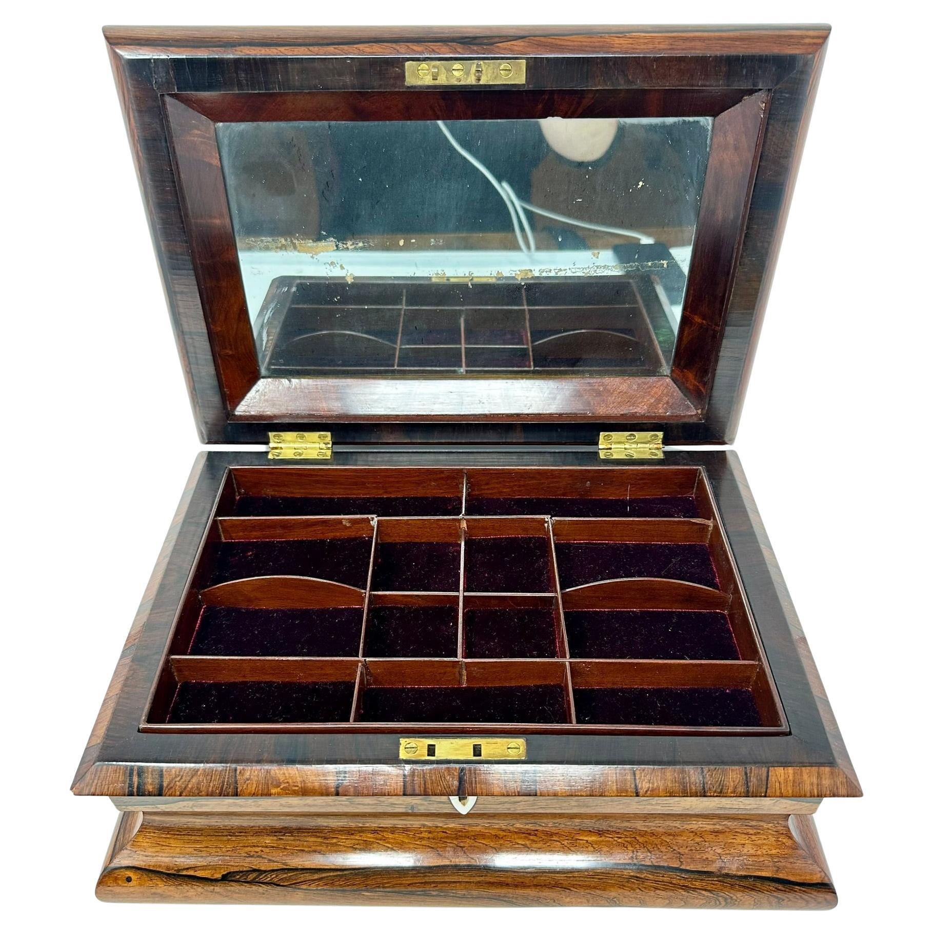 20th Century Antique English Rosewood Jewel Box, Circa 1900. For Sale