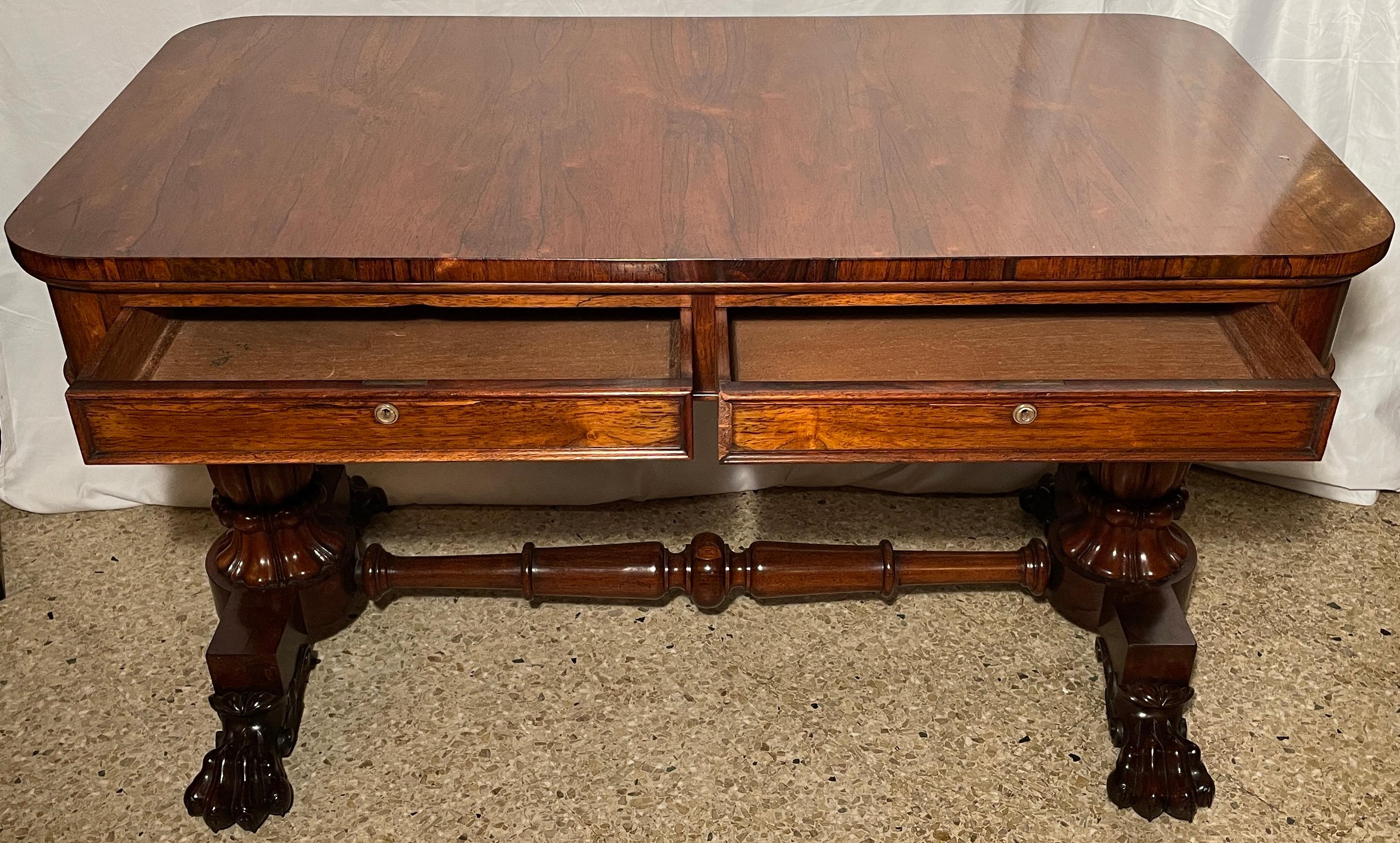 Antique English Rosewood Library Table, Circa 1860 In Good Condition For Sale In New Orleans, LA