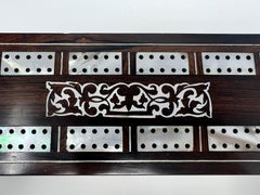 Antique English Rosewood Mother of Pearl Cribbage Box