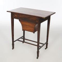 Antique English Rosewood Sewing Work Table with Satinwood Marquetry Inlay c1830