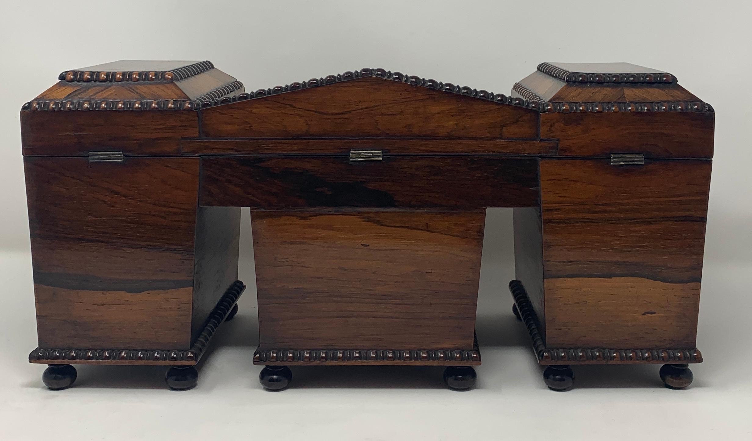 Antique English Rosewood Tea Caddy In Good Condition In New Orleans, LA