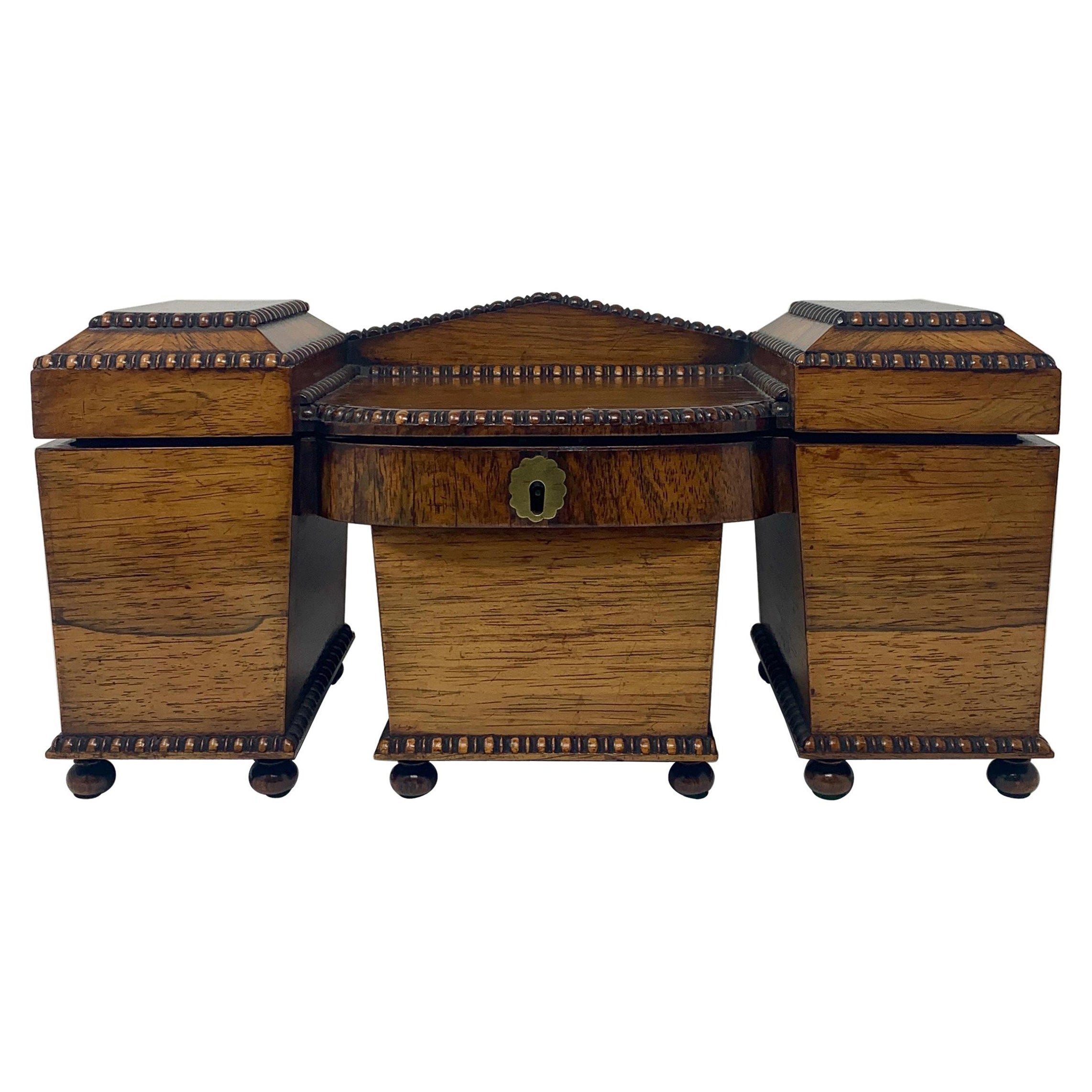 Antique English Rosewood Tea Caddy