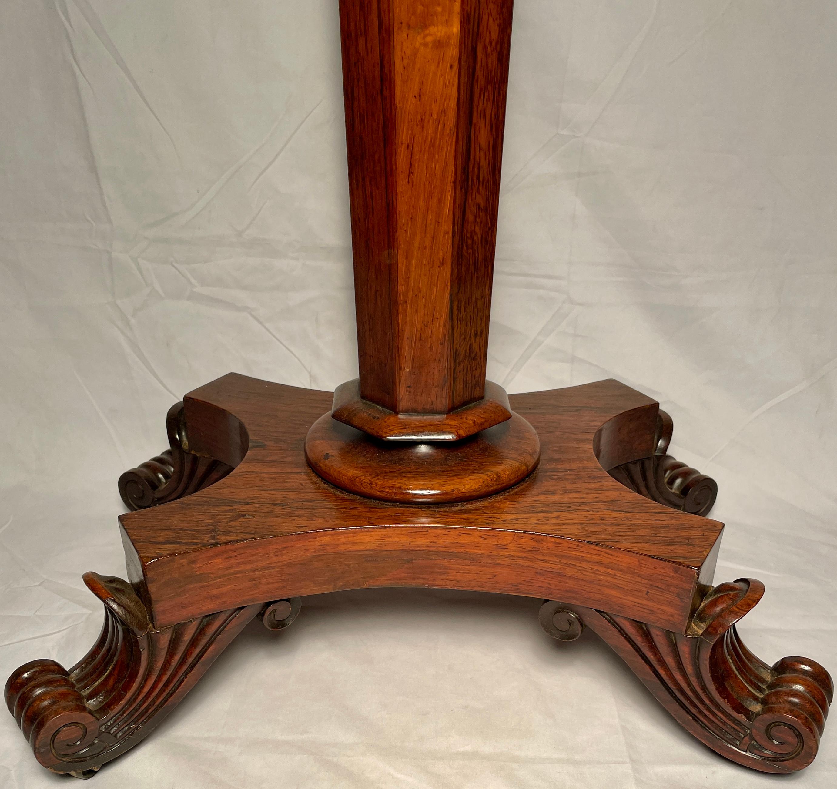 19th Century Antique English Rosewood Teapoy Table with Complete Interior, Circa 1845-1865. For Sale