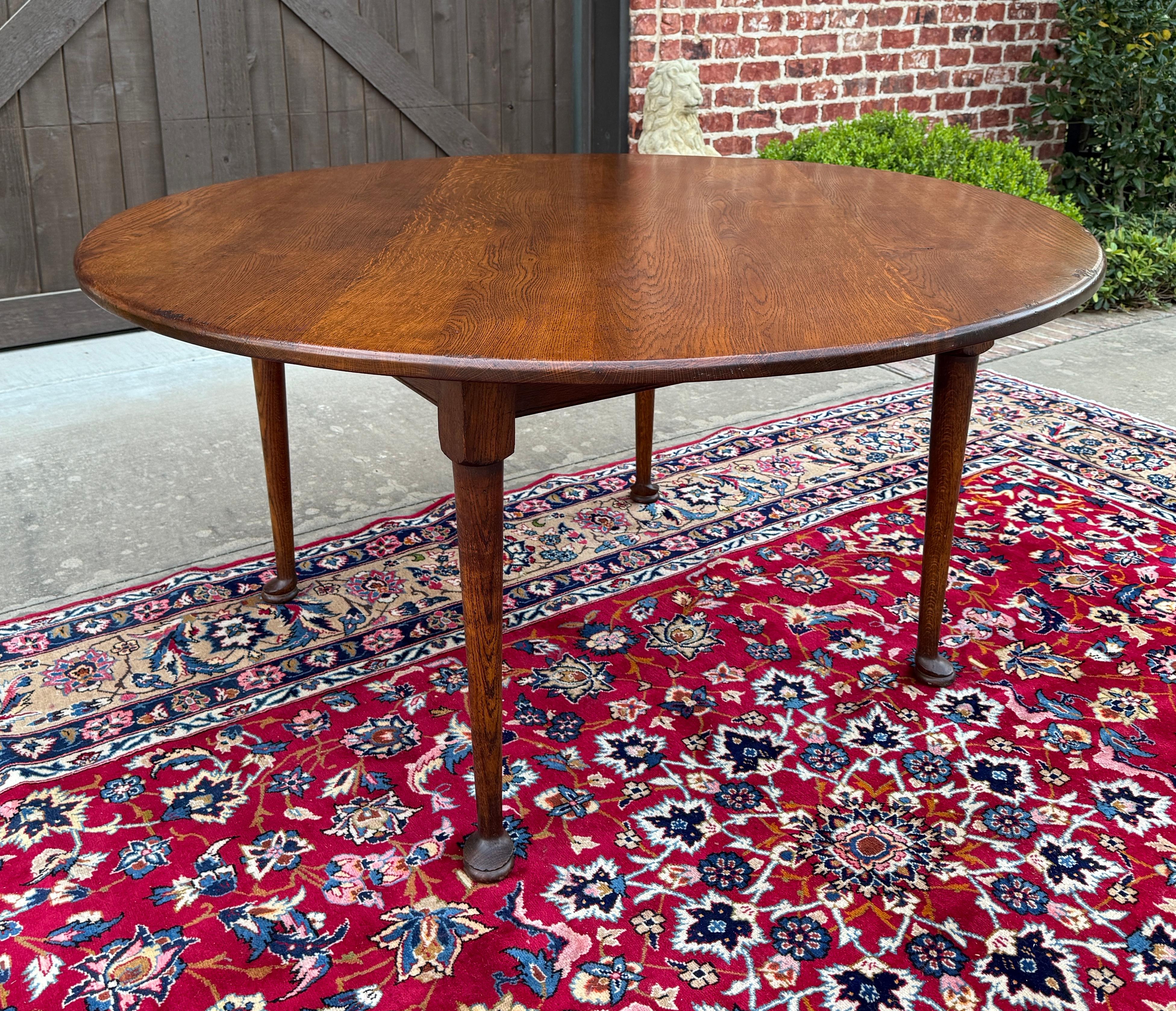 Ancienne table de salle à manger ronde Farmhouse Pad Feet Oak 60