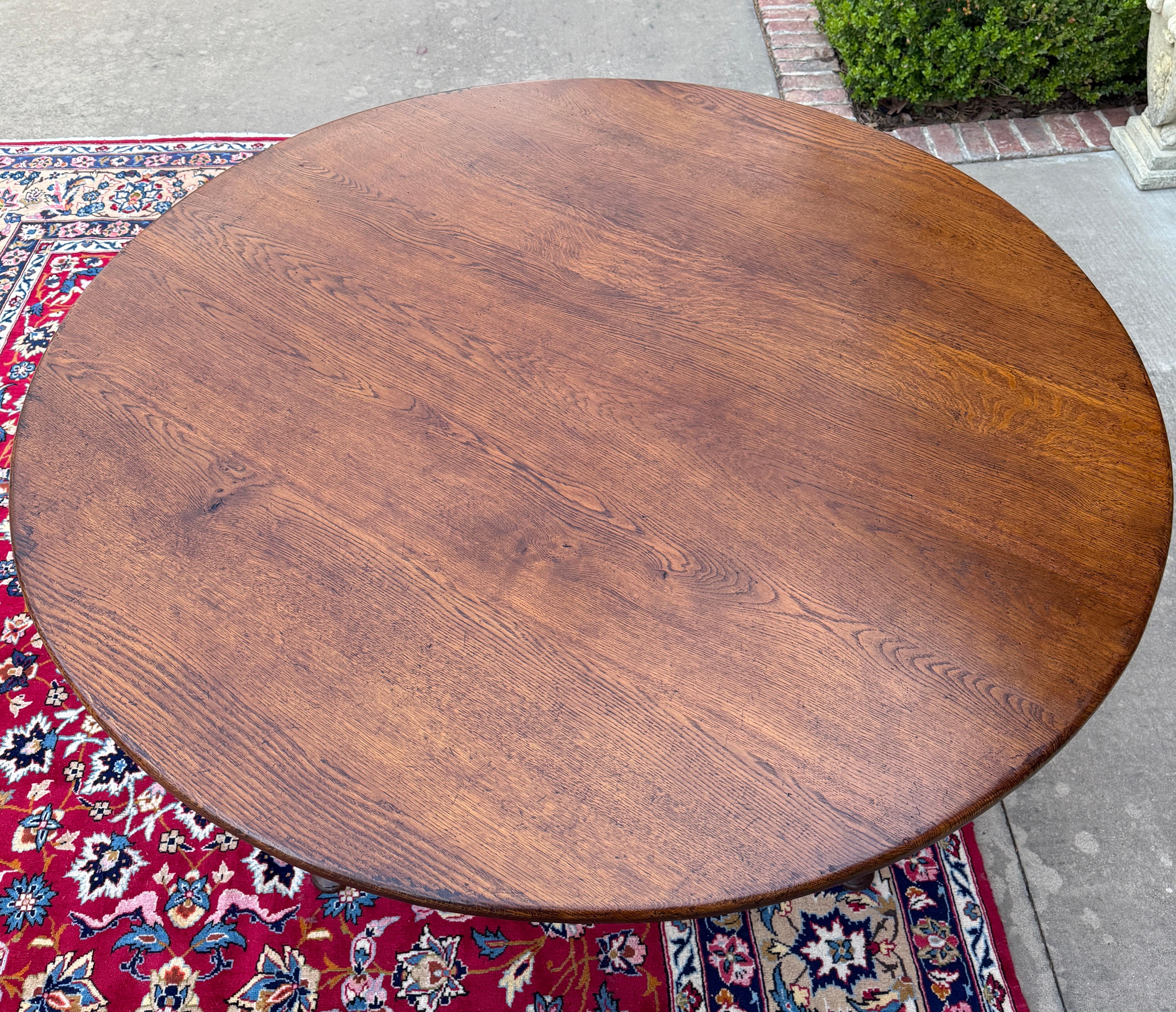 Ancienne table de salle à manger ronde Farmhouse Pad Feet Oak 60
