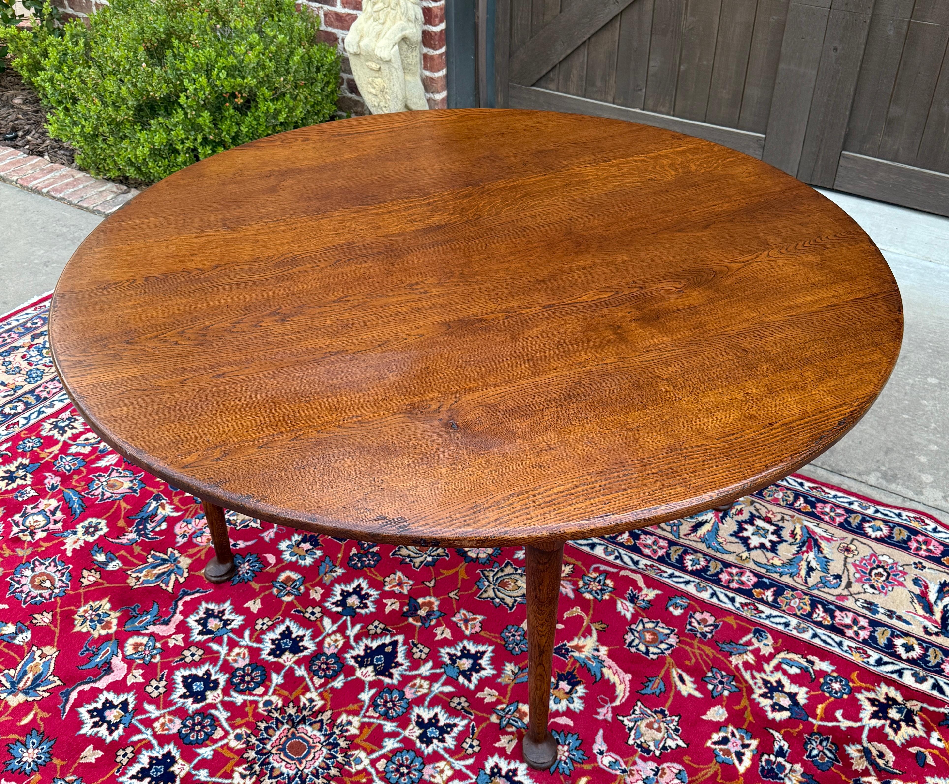 Ancienne table de salle à manger ronde Farmhouse Pad Feet Oak 60