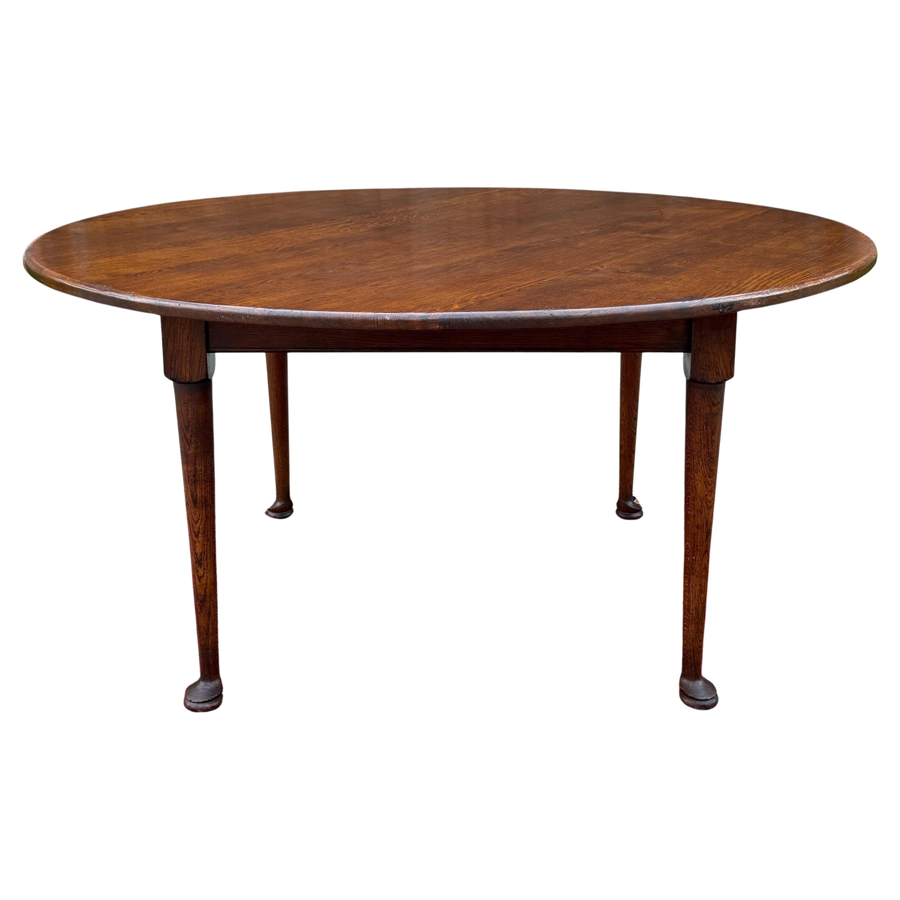 Antico tavolo da pranzo inglese ROUND Farmhouse Pad Feet Oak 60" Round 1930s-40s c.