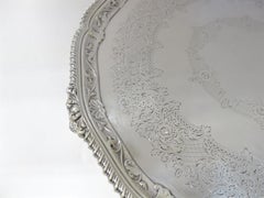 Antique English, Round Footed Tray, Sterling Silver