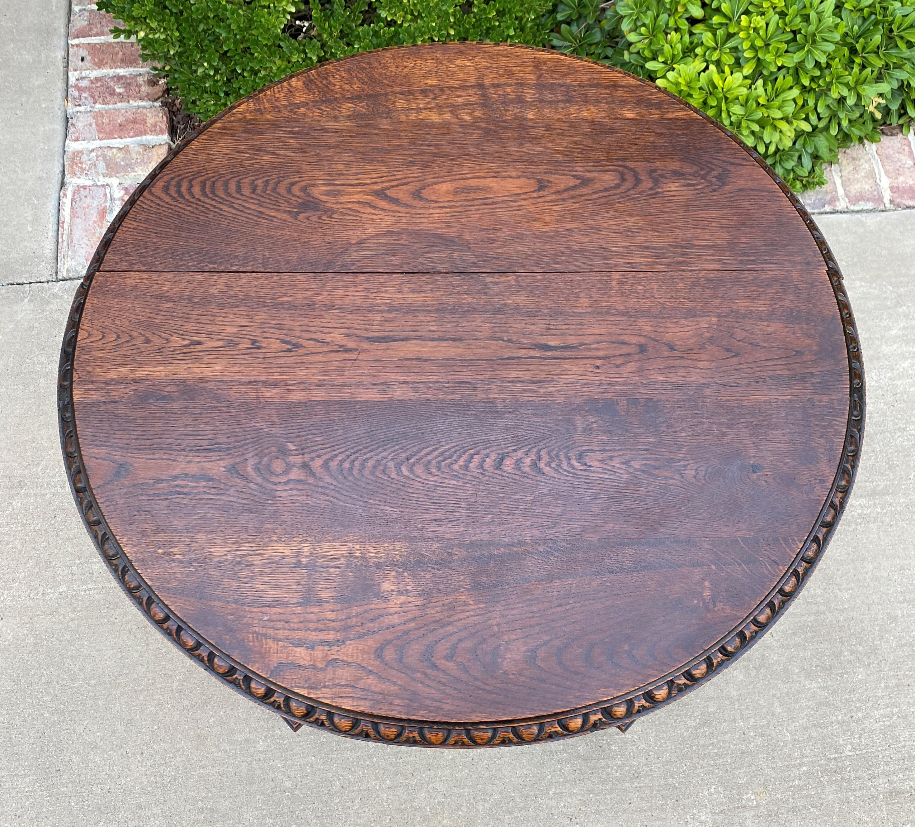 Antique English Round Table End Occasional Table Barley Twist Oak, 1930s 5