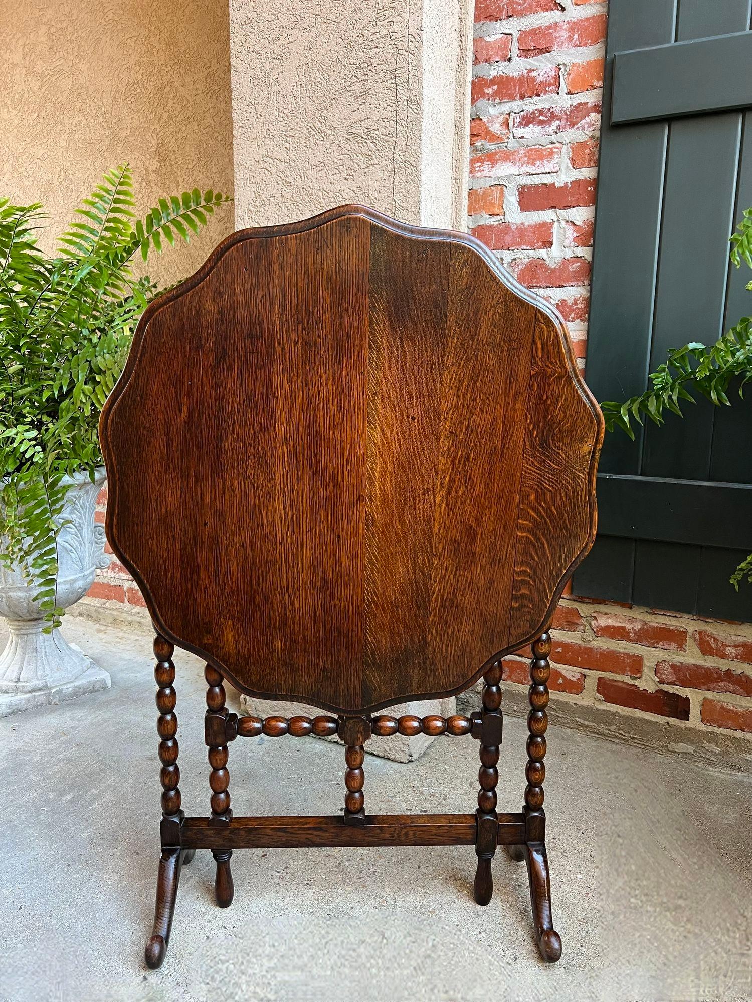 Antique English Round Table Tilt Flip Top Gateleg Folding Side Carved Oak c1900 6