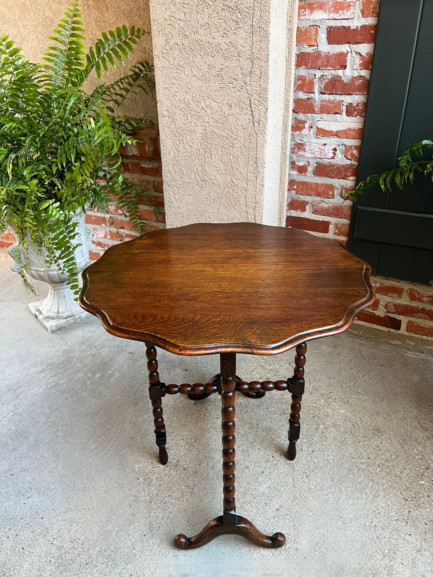 Jacobean Antique English Round Table Tilt Flip Top Gateleg Folding Side Carved Oak c1900