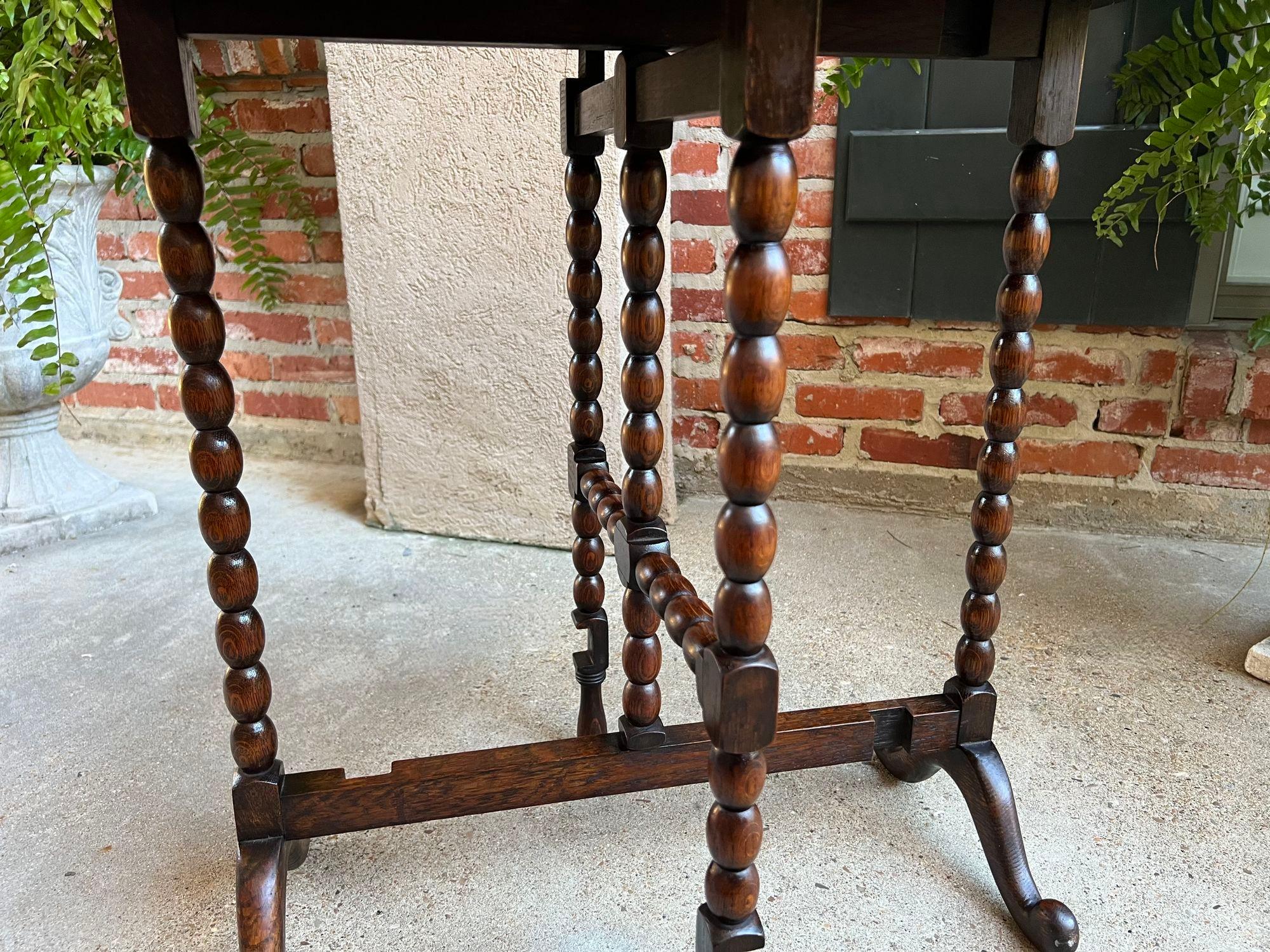 Antique English Round Table Tilt Flip Top Gateleg Folding Side Carved Oak c1900 2