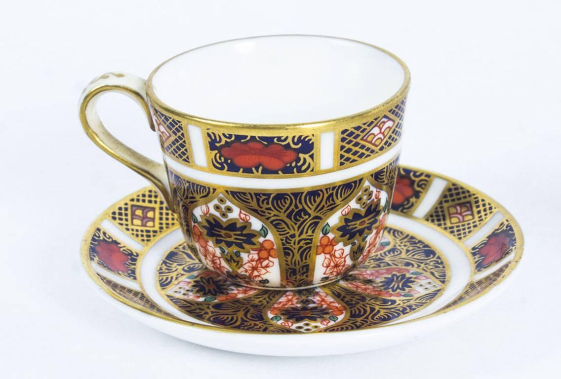 Antique English Royal Crown Derby Tea Set on Tray, Imari Pattern, 19th Century 5
