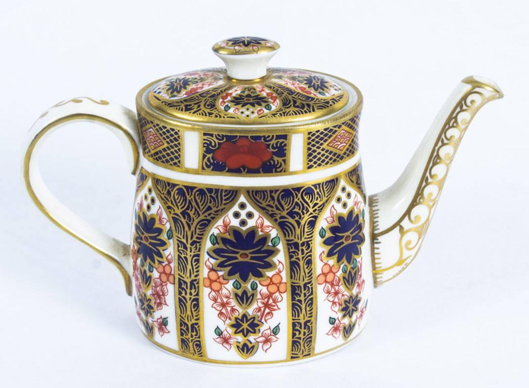 Antique English Royal Crown Derby Tea Set on Tray, Imari Pattern, 19th Century 6