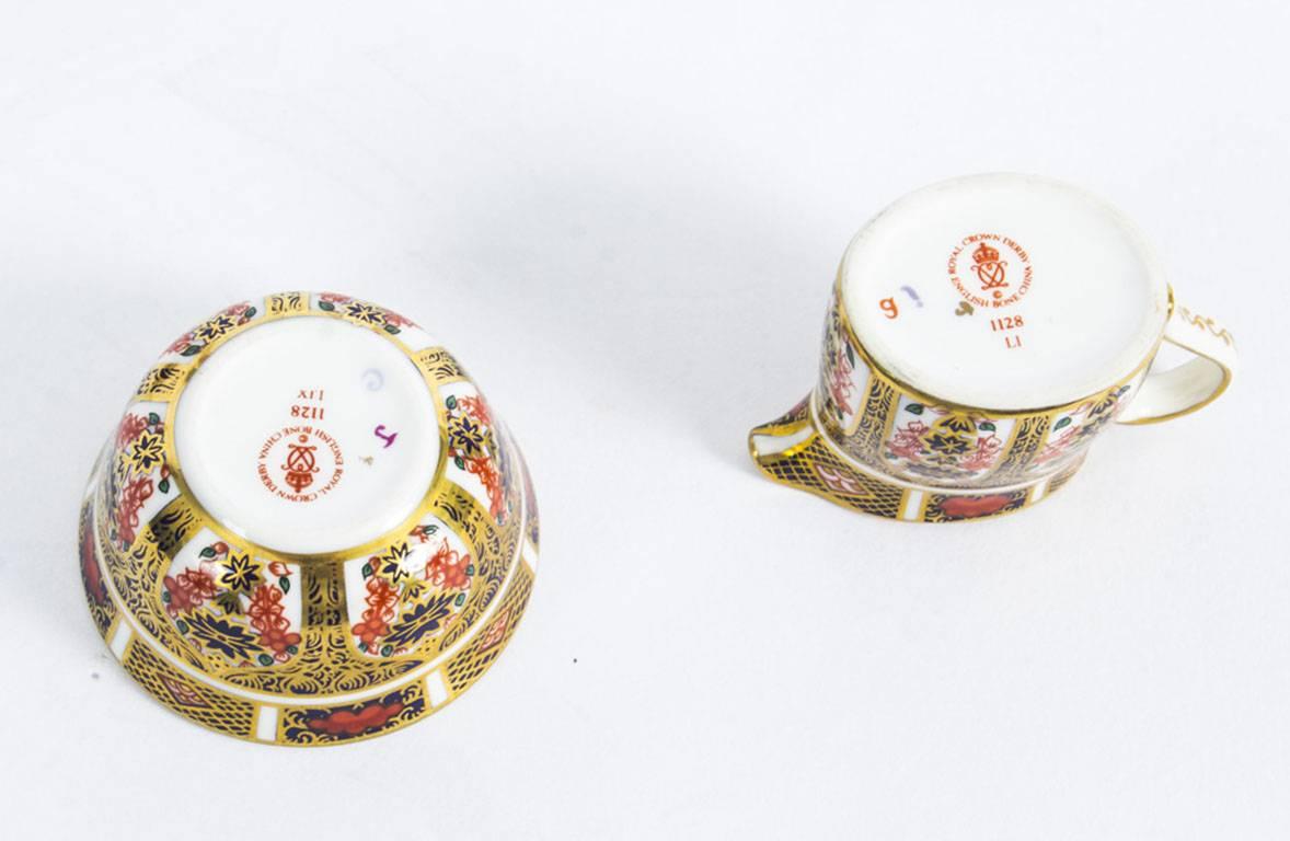 Victorian Antique English Royal Crown Derby Tea Set on Tray, Imari Pattern, 19th Century