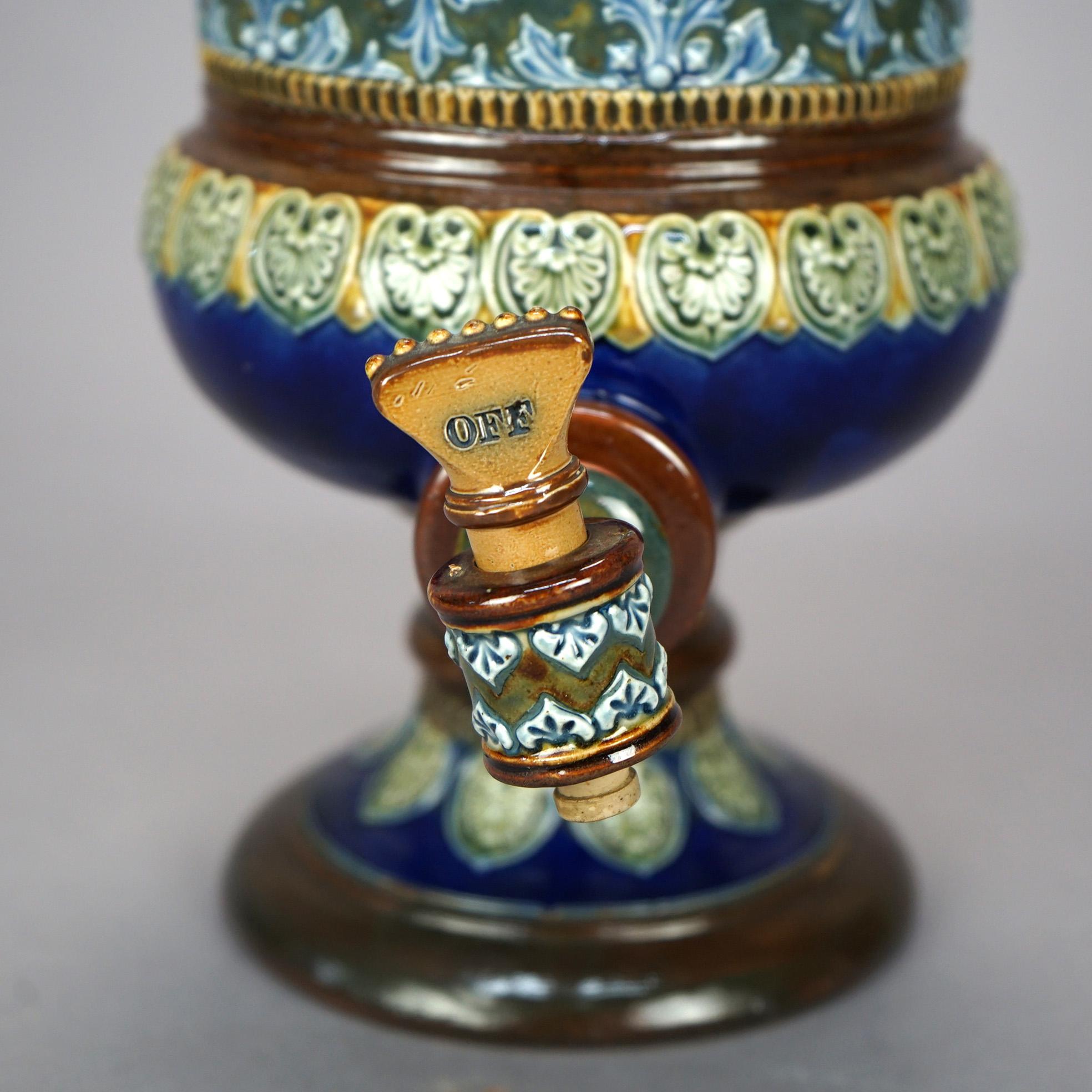 19th Century Antique English Royal Doulton Pottery Tea Dispenser, circa 1890