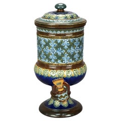 Antique English Royal Doulton Pottery Tea Dispenser, circa 1890