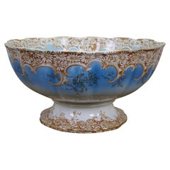 Antique English Royal Furnivals Lobed Porcelain Daisy Centerpiece Punch Bowl 19"