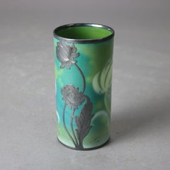 Antique English Royal Worcester Porcelain Silver Overlay Lily Vase, circa 1900