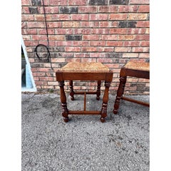 Antique English Rush Seat Stools