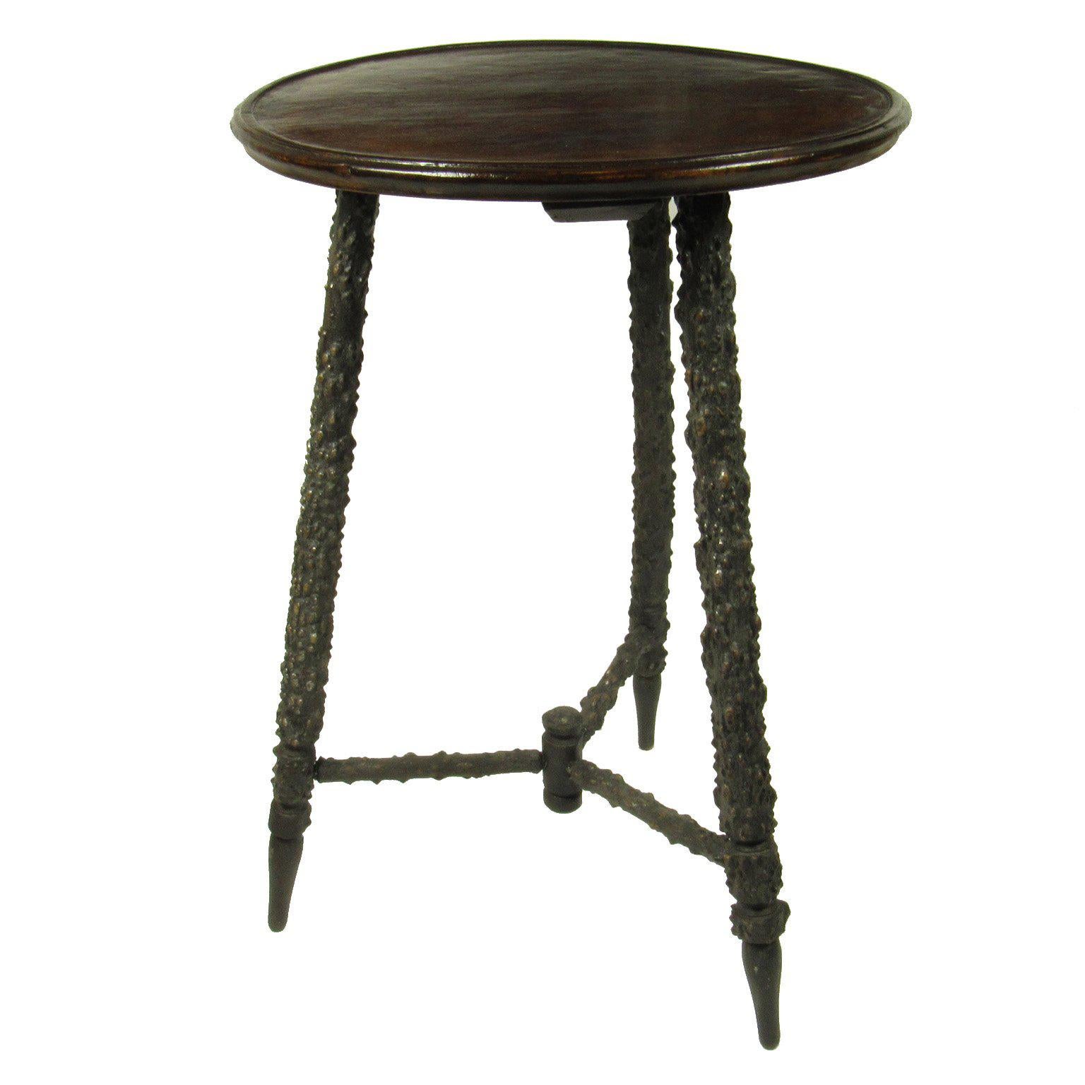Antique English Rustic Tripod Leg Side Table Great Patina