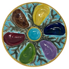 Antique English "S. Fielding Co." Majolica Porcelain Multi-Colored Oyster Plate