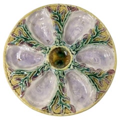 Antique English S. Fielding Co. Majolica Porcelain Oyster Plate, Circa 1890-1900