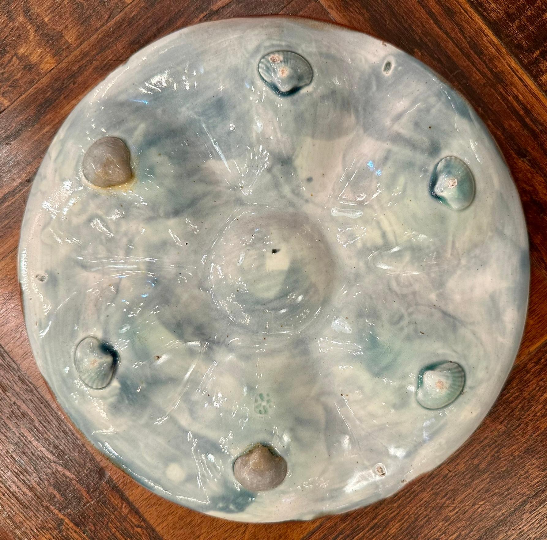 Antique English S. Fielding Majolica Porcelain Lavender Oyster Plate Circa 1870. For Sale 2