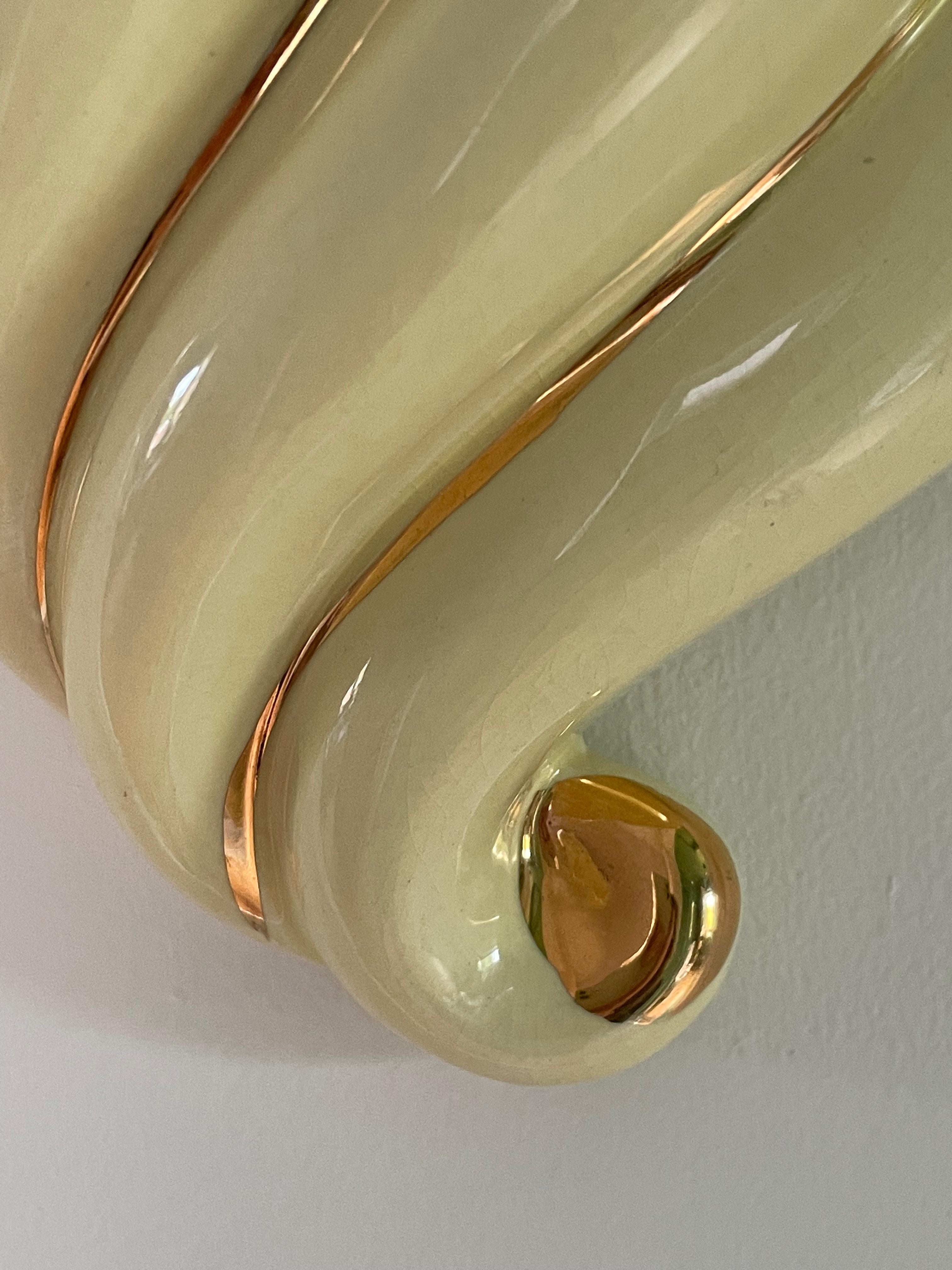 Gilt Antique English Sadler Ceramic Wall Pocket Vase - Butter Yellow 22ct Gold For Sale
