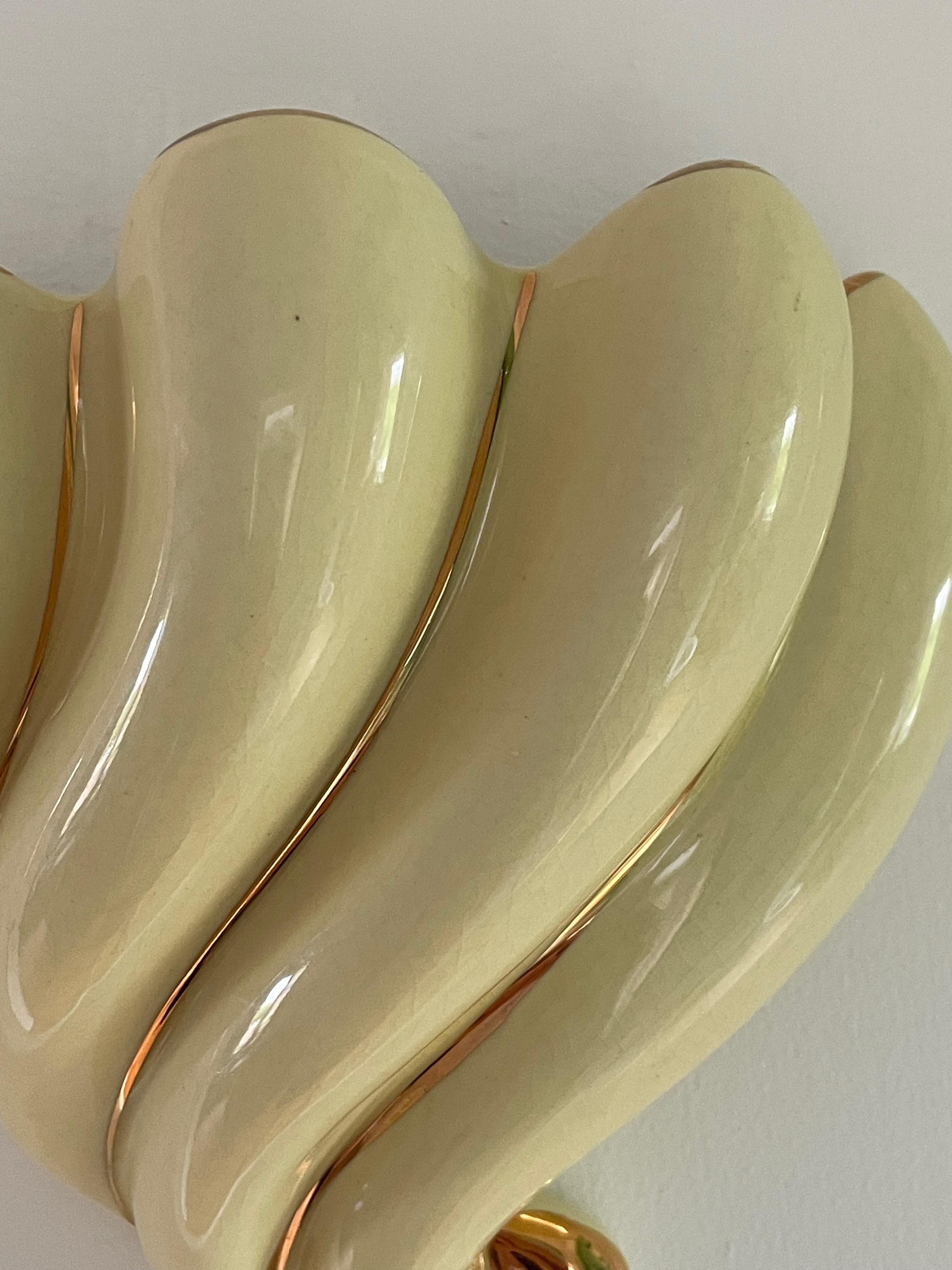 20th Century Antique English Sadler Ceramic Wall Pocket Vase - Butter Yellow 22ct Gold For Sale