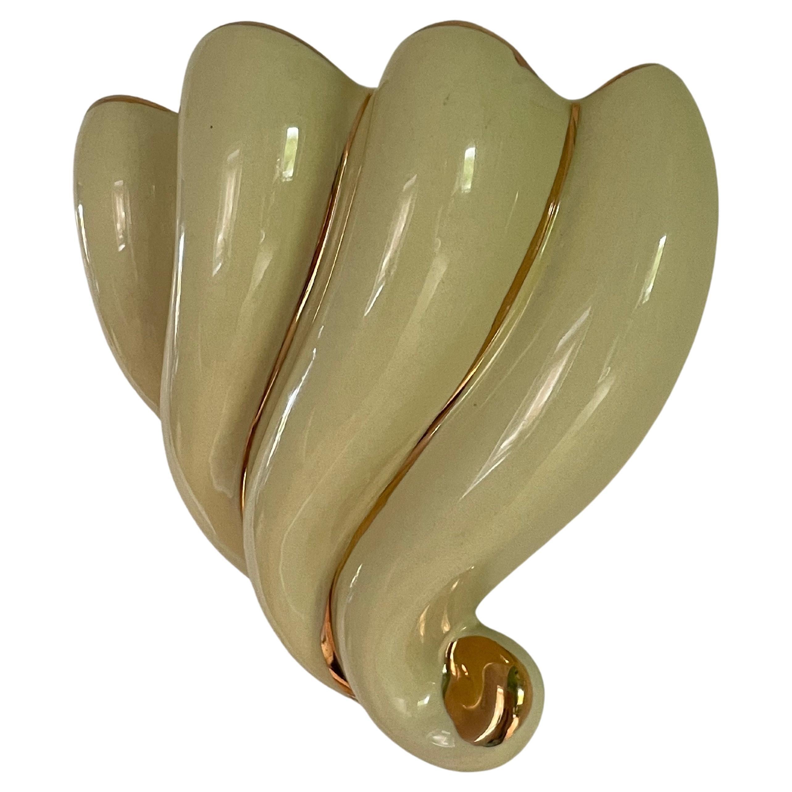 Antique English Sadler Ceramic Wall Pocket Vase - Butter Yellow 22ct Gold For Sale