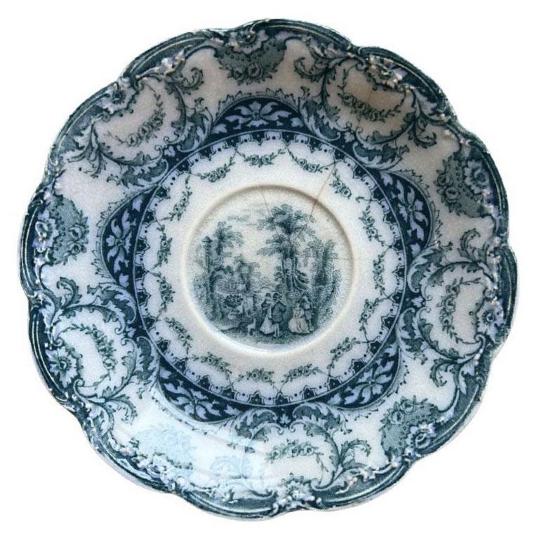 Anglais Ensemble de soucoupes anglaises Sampson Hancock & Sons en bleu flottant Valence - 4 en vente