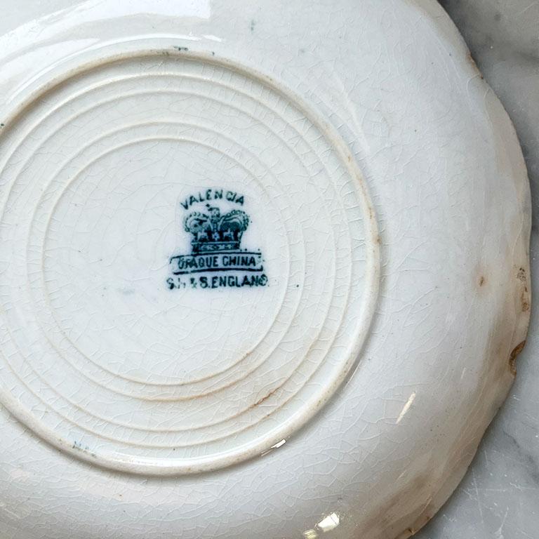 Ensemble de soucoupes anglaises Sampson Hancock & Sons en bleu flottant Valence - 4 en vente 1