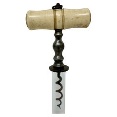 Antique English "Samuel Henshall" Patented Turned Ox Bone Corkscrew, Circa 1890.