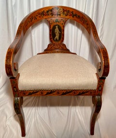 Antique English Satinwood Corner/ Tub Chair, circa 1870-1880