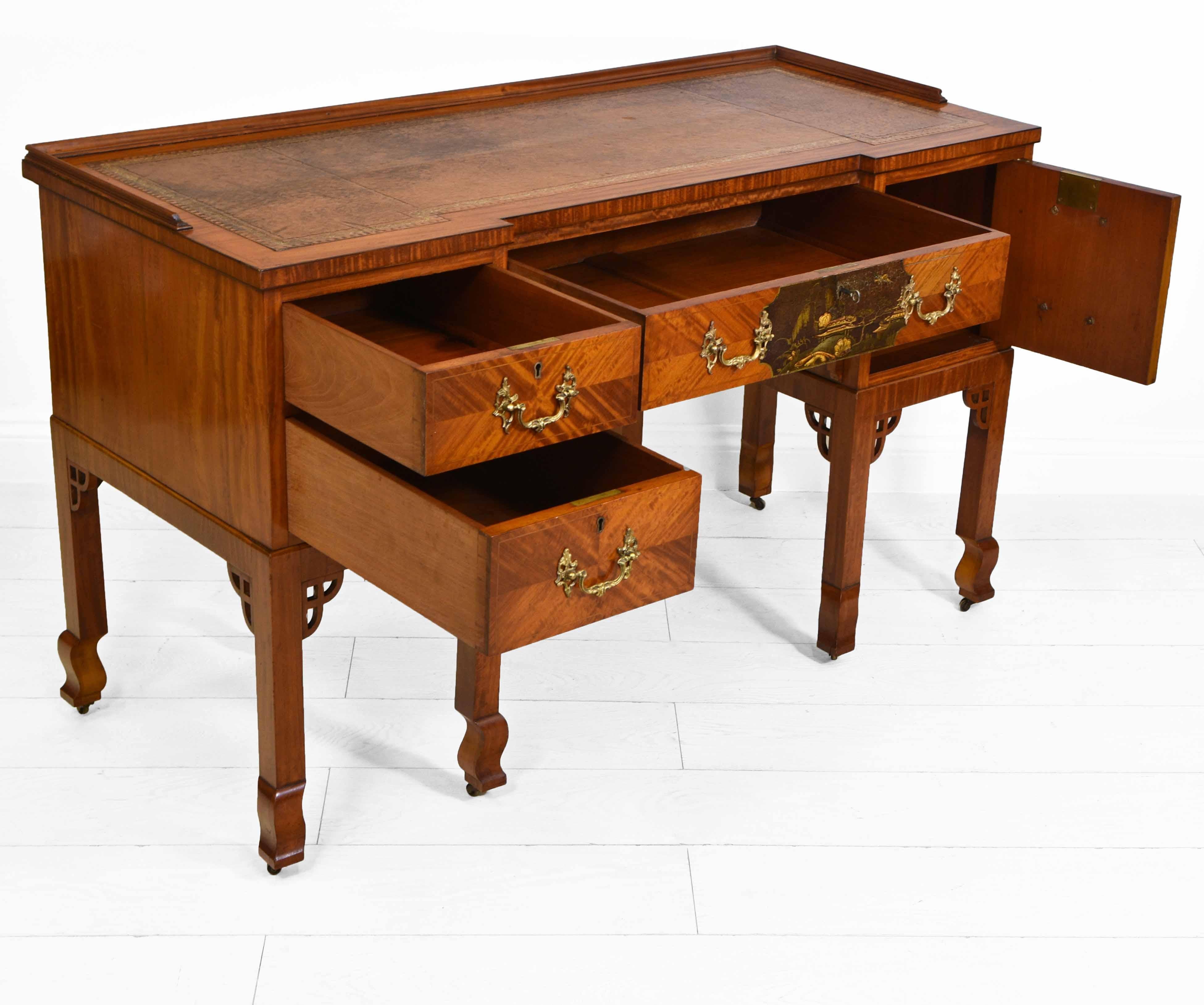 Antique English Satinwood Desk in the Japanese Manner circa 1900 For Sale 7