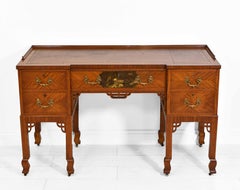 Bureau anglais ancien en bois de satin à la manière japonaise, vers 1900