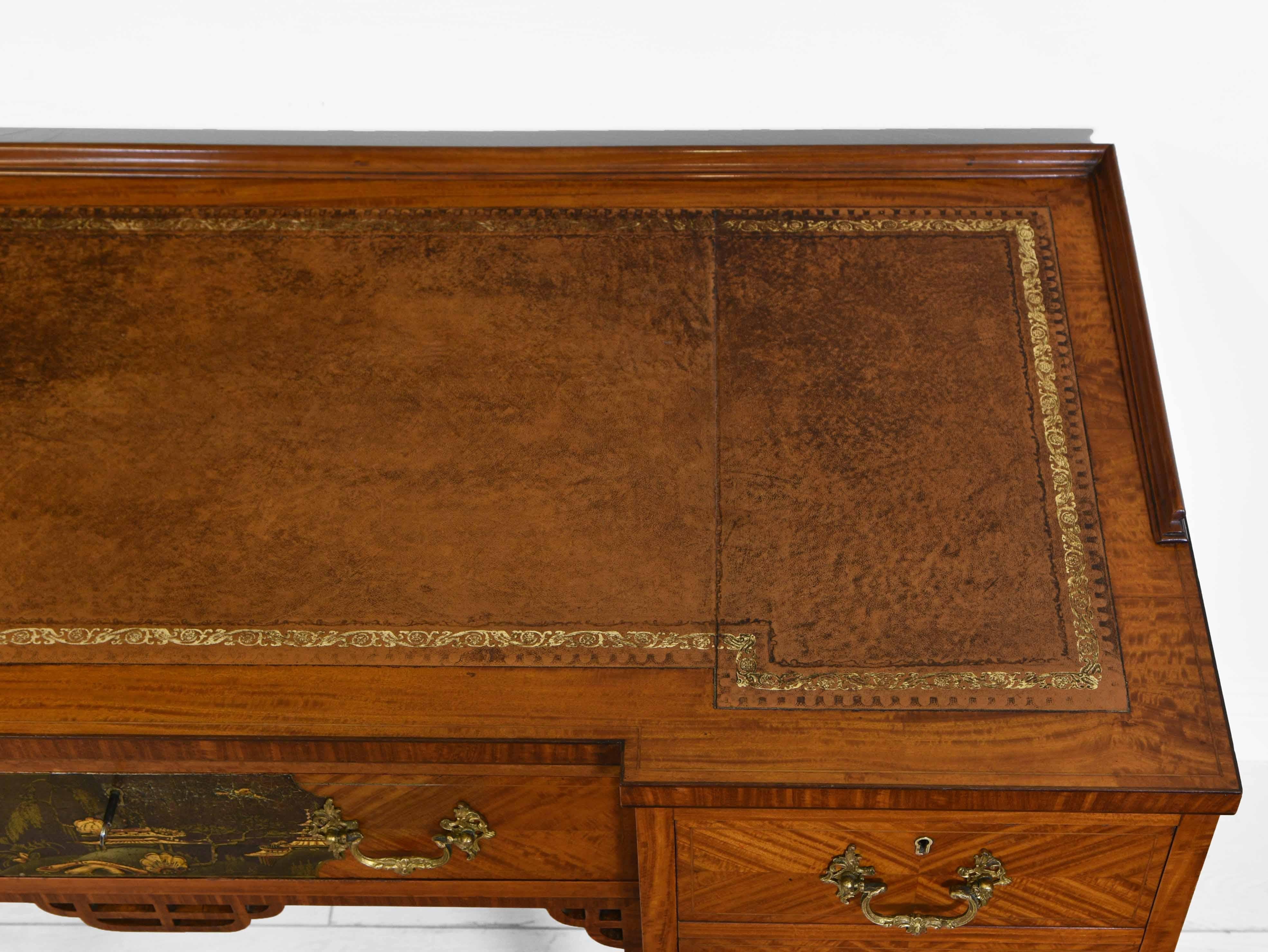 Antique English Satinwood Desk in the Japanese Manner circa 1900 For Sale 2