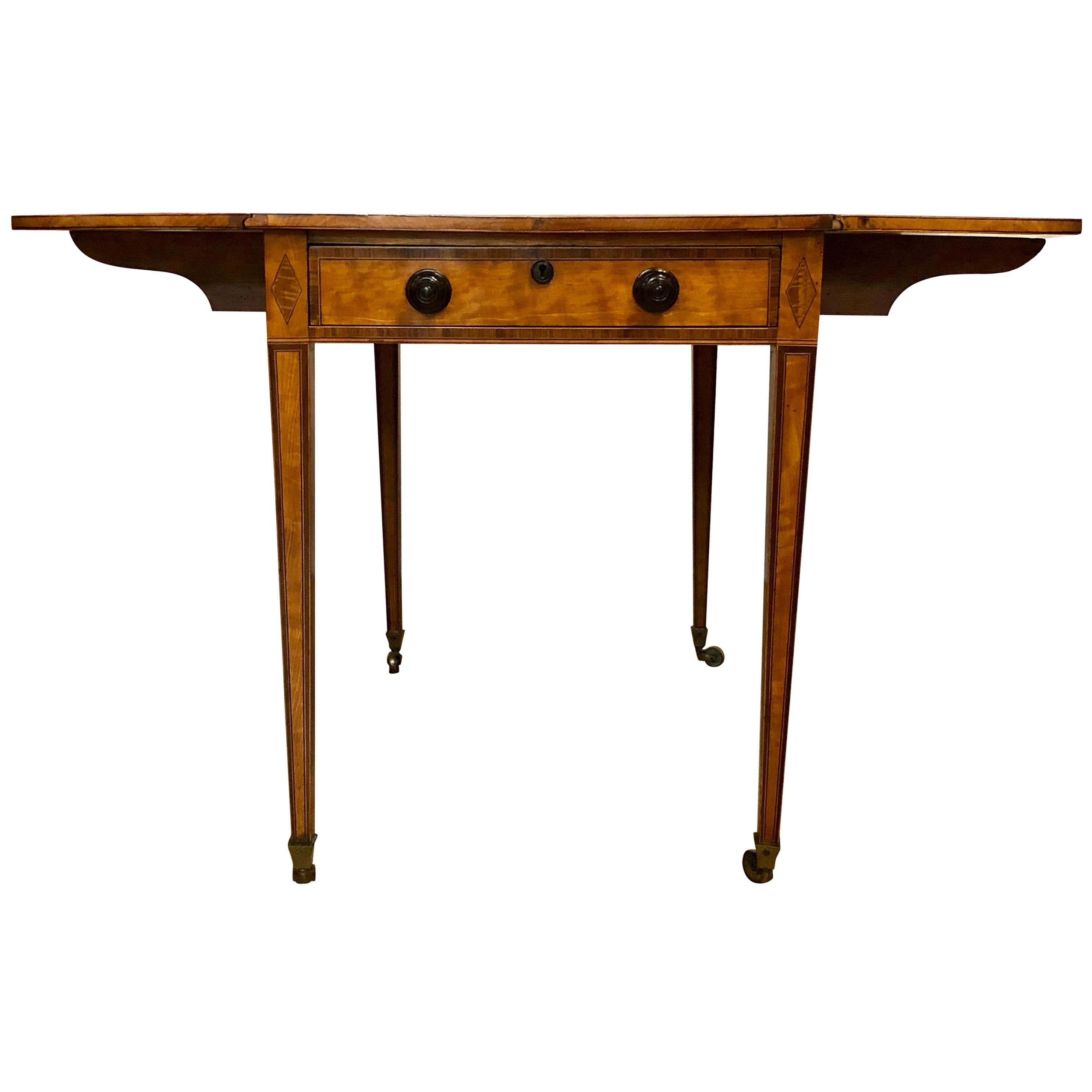 Antique English Satinwood Drop Leaf Table, circa 1810-1820 For Sale