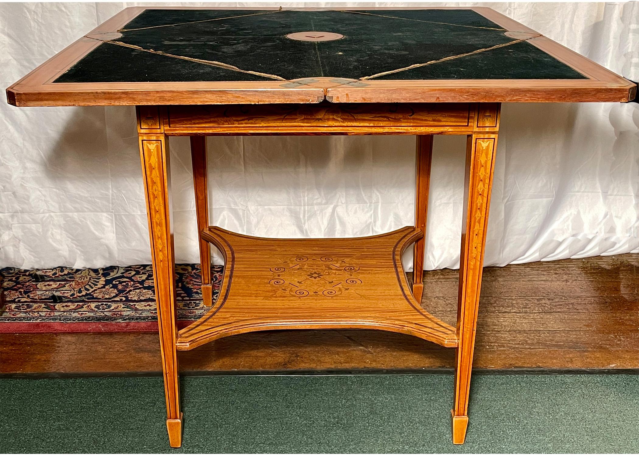 Antique English Satinwood Handkerchief Table, Circa 1890 3