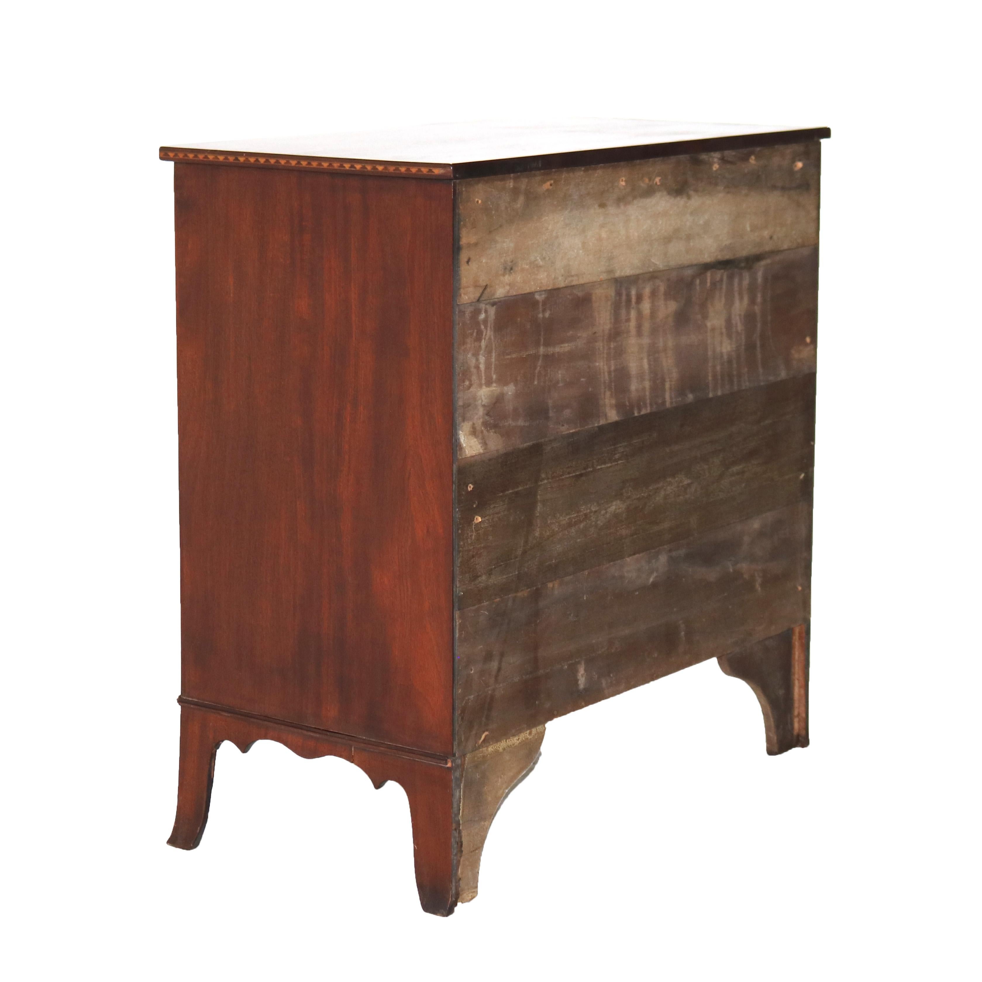 Antique English Satinwood Inlaid Mahogany Four-Drawer Swell Front Chest 19thC 5