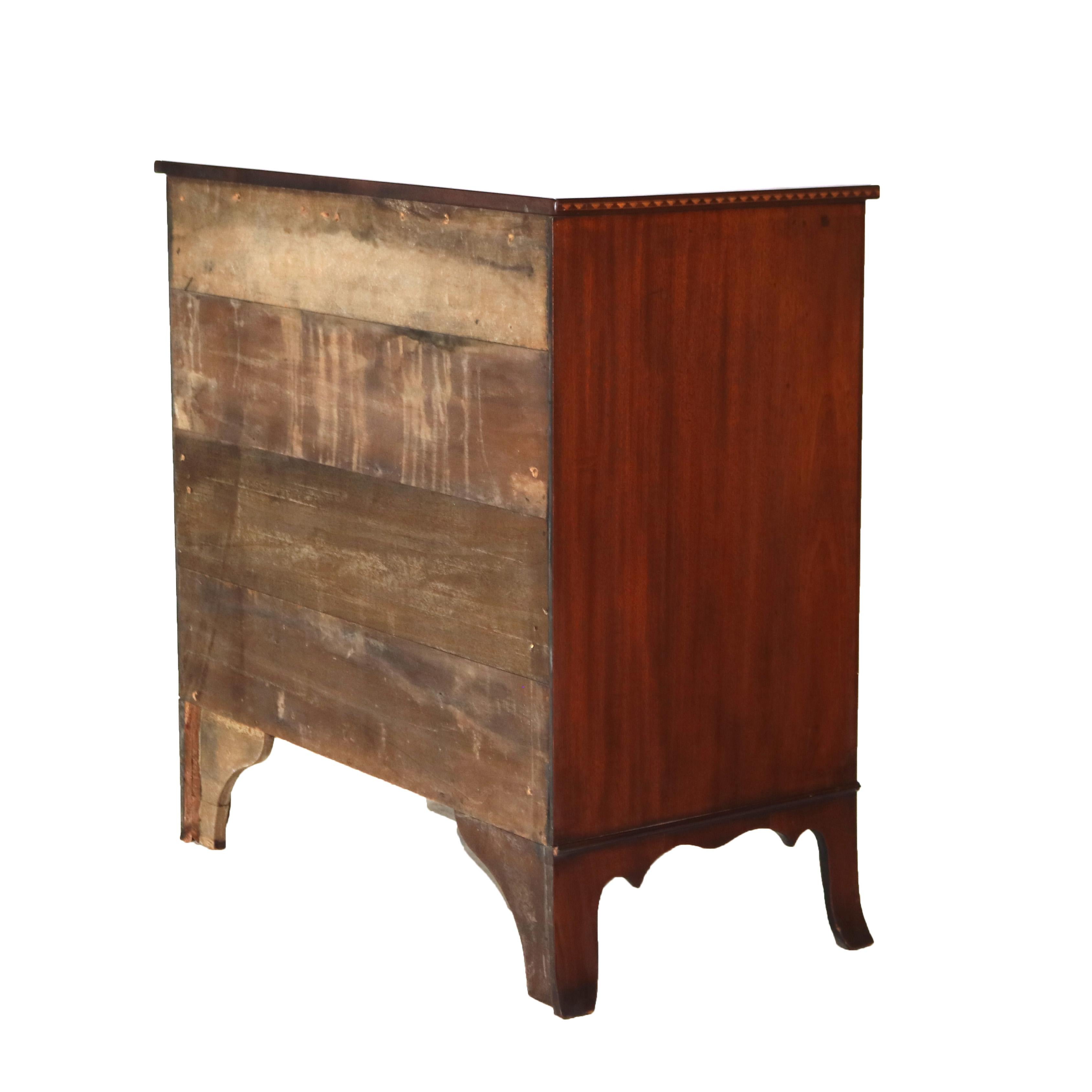 Antique English Satinwood Inlaid Mahogany Four-Drawer Swell Front Chest 19thC 8