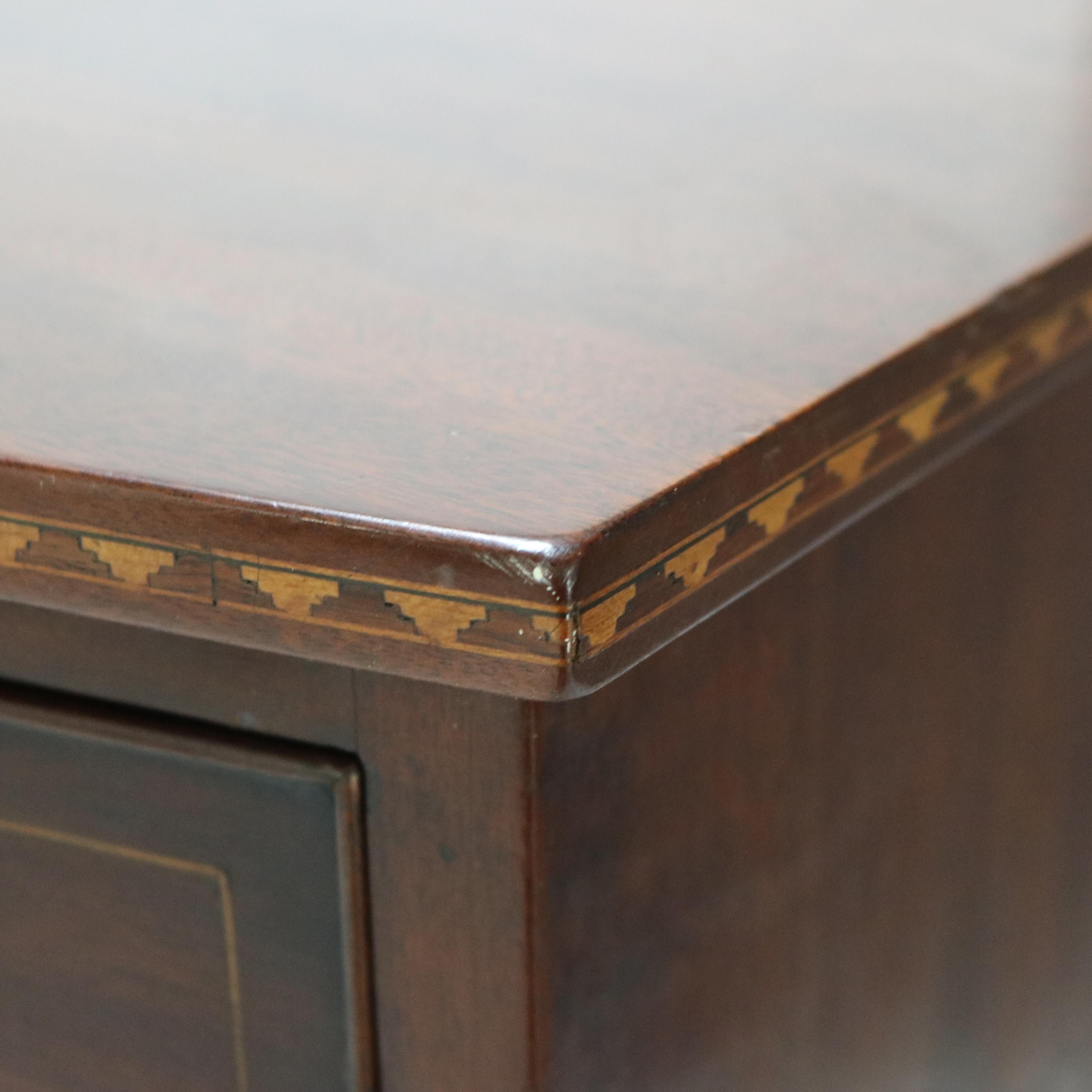 Antique English Satinwood Inlaid Mahogany Four-Drawer Swell Front Chest 19thC 2