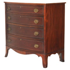 Antique English Satinwood Inlaid Mahogany Four-Drawer Swell Front Chest 19thC