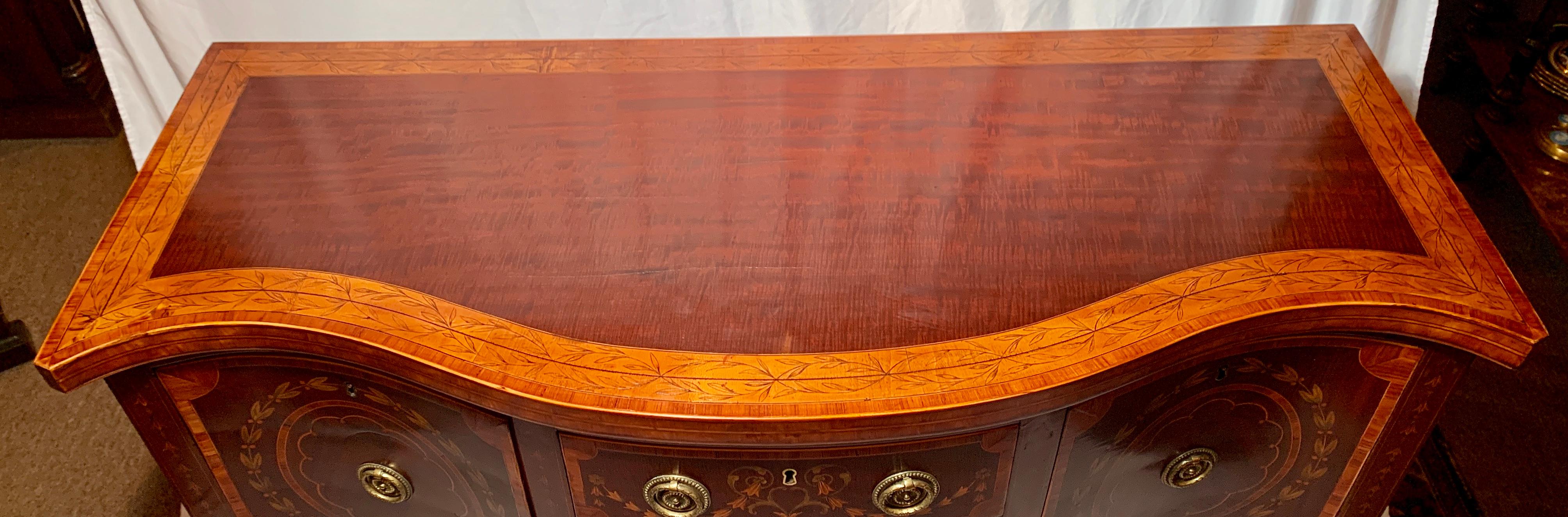 Inlay Antique English Satinwood Inlaid Mahogany Sideboard, circa 1860 For Sale