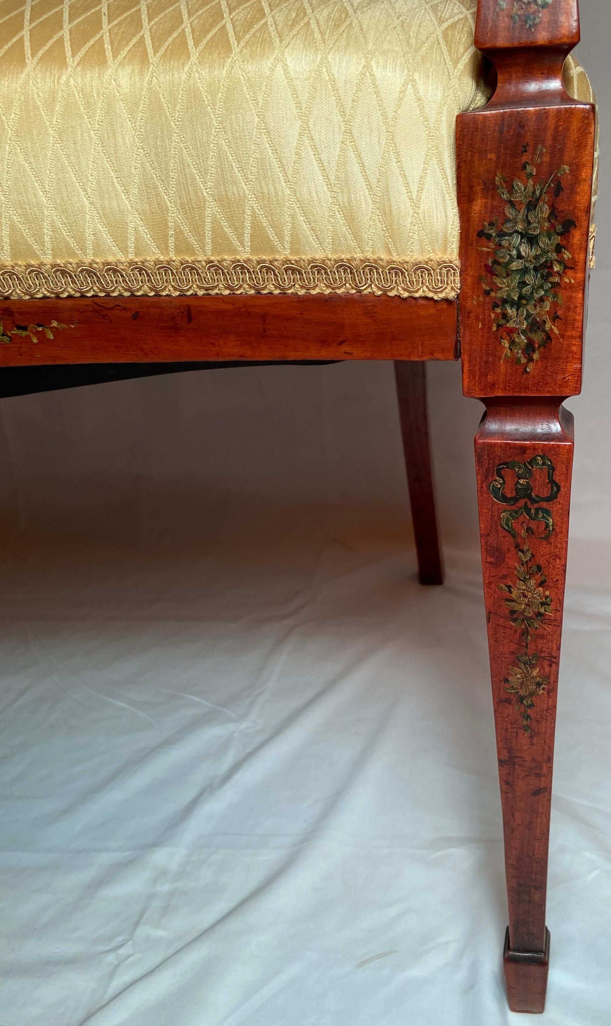 Antique English Satinwood Settee, Circa 1895-1910 For Sale 5