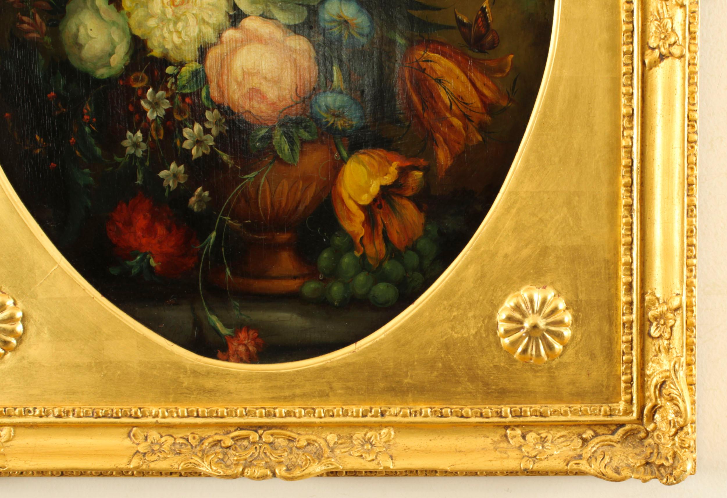 Antique English School Oil on Panel Floral Still Life Painting 19th Century For Sale 2